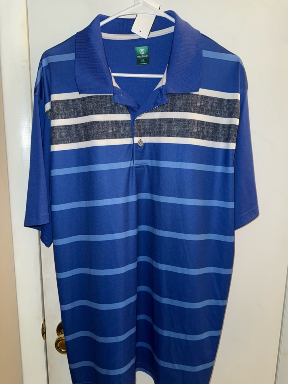 Pro Tour Men's Blue Striped Polo Shirt